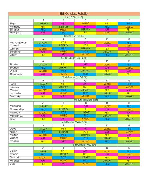 schedule